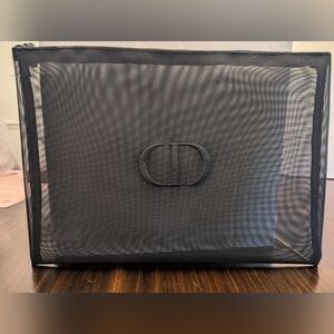 Dior Beauty Mesh Pouch Black Nylon Polyester 7.5 x 11.4 inch